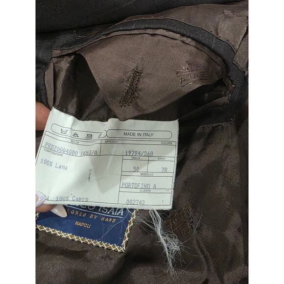 Enrico Isaia Blazer 50R Brown Pinstripe Wool Sport Coat Italy Hand Tailored - Picture 13 of 14